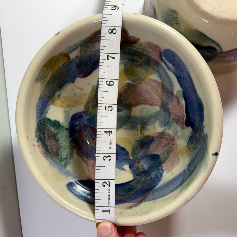 D.K. Clay Pottery of the Carolinas Artisan Studio Painted Pottery Bowls Set of 2 - Picture 7 of 10